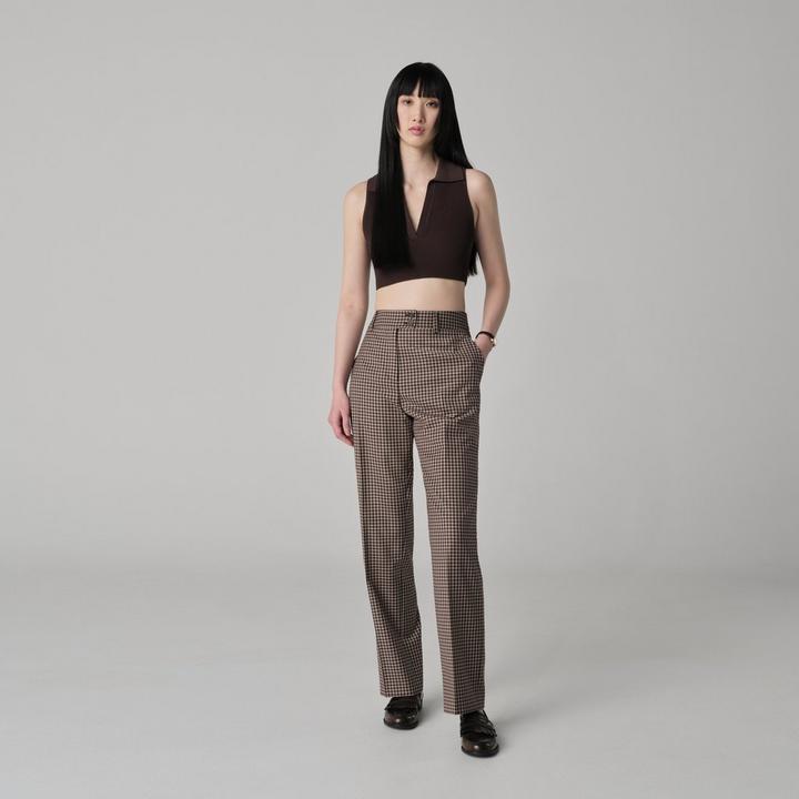 brown-checked-design-quidhampton-pants-women