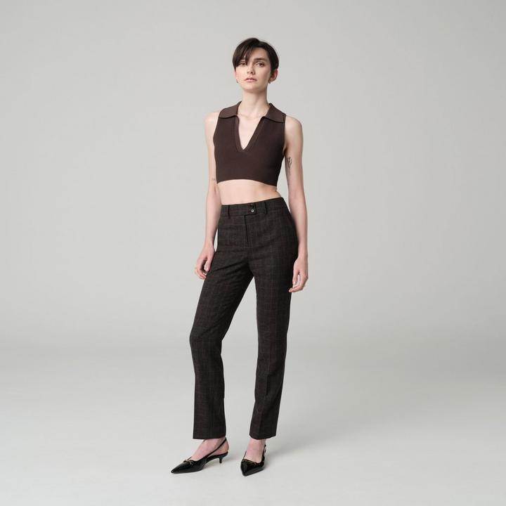 brown-plaid-design-montafia-pants-women