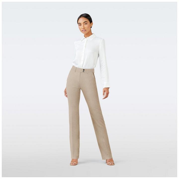cream-solid-design-pants-women