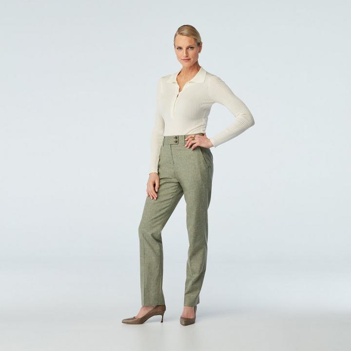 green-solid-design-montella-pants-women