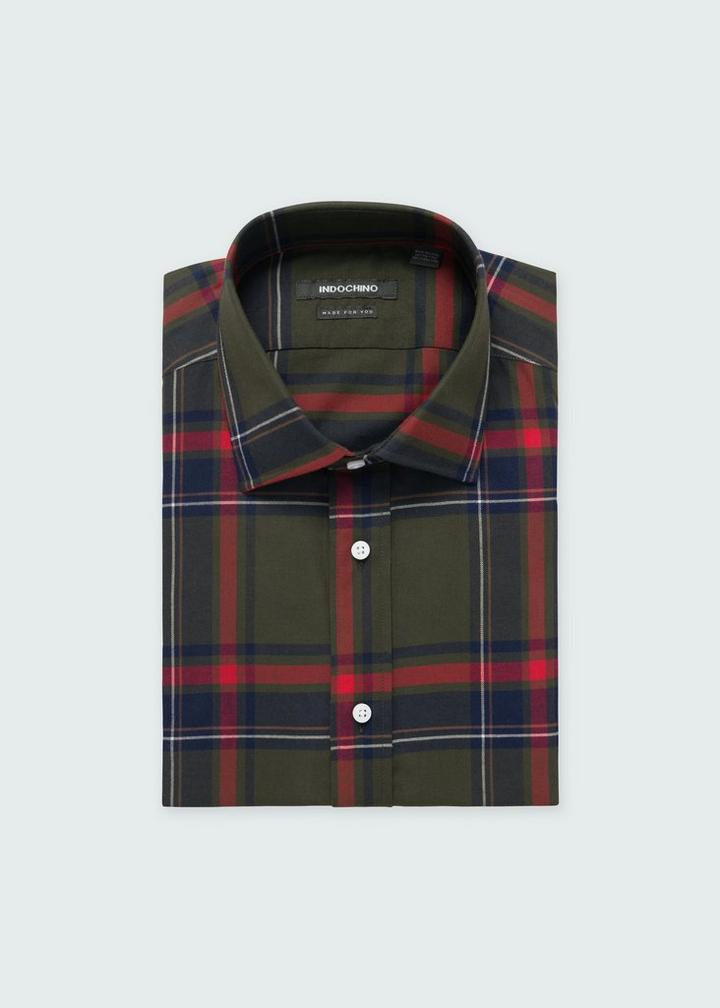 olive-plaid-design-shirt-3
