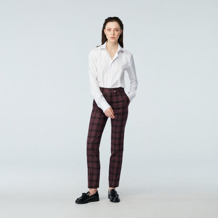 red-plaid-design-pants-women